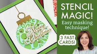 Stencil Magic- EASY Masking Technique with 3 Fast Cards!