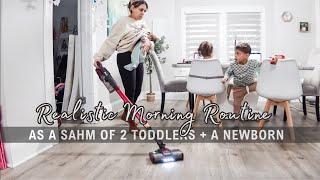 MORNING ROUTINE WITH A NEWBORN + 2 TODDLERS| SAHM OF 3 | REALISTIC WINTER MORNING ROUTINE