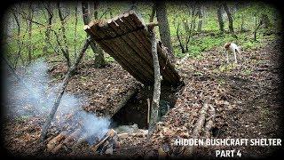 SECRET BUSHCRAFT SHELTER HIDDEN UNDERGROUND - Part 4 - Cooking Bacon Bread - HD Video