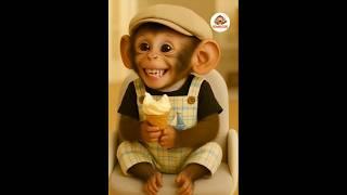 baby monkey eating ice-cream