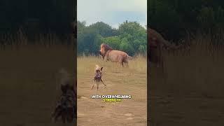 Male Lion Kills African Wild Dog Instantly With Powerful Bite  #wildlife #animals #predatorvsprey