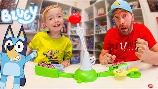 Father & Son PLAY BLUEY BALLOON GAME! (Don't Get Popped!)