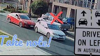 Oblivious driver caused an accident with 2 other vehicles/ drive on left in Australia