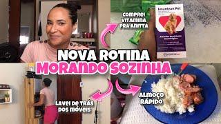 UMA MANHÃ COMIGO: Faxina pesasa na sala e cozinha| Pet shop | Fiz almoço | Morando sozinha aos 25 