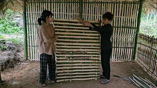 Homeless boy and poor girl complete kitchen wall with bamboo - Homeless Boy