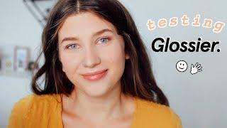 testing glossier. (i get a little too excited over cute makeup)