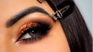 Copper Glitter Smokey Eye Makeup Tutorial | Step by Step Hooded Eye Makeup Tutorial For Beginners |