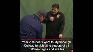 Blind golf - Uclan sport journalism students on location at Myercough College