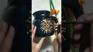 Dot painting without any professional tools #waste material craft#glass pot painting