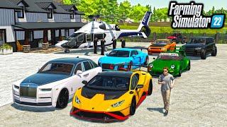 VALET STEALS CARS AT BILLIONAIRE PARTY! | $18,000,000 BUGATTI + LAMBORGHINI | Farming Simulator 22