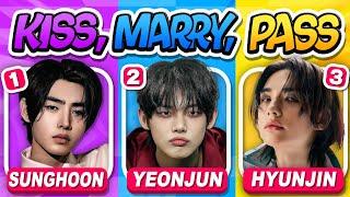 KISS, MARRY, PASS  (Save One Idol) | KPOP QUIZ  KPOP GAMES 