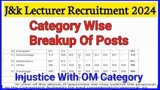 Jkpsc Lecturer Recruitment 2024 || Injustice With OM Category || 575 Posts || New Notification Out