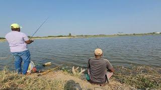 Best Hand line Fishing Technique|Catching Big Catfish & Rohu fishes in Village pond|Unique fishing