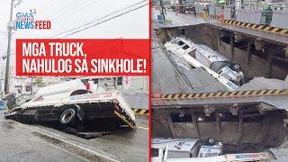 Mga truck, nahulog sa sinkhole! | GMA Integrated Newsfeed