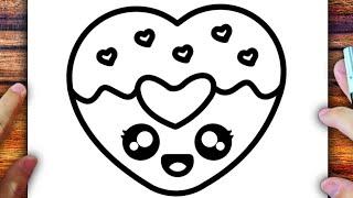 HOW TO DRAW A CUTE HEART DONUT