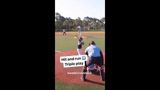 Hit and Run Ends Up Triple Play