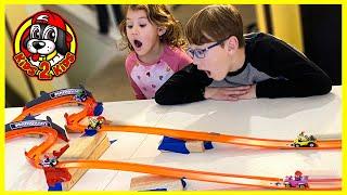 Kids Build Longest MARIO KART RACE With All Our HOT WHEELS CURVE TRACK (SUPER SMASH BROS Race!)