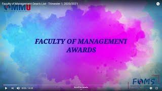 Faculty of Management Dean's List Awards - Trimester 1, 2020/2021