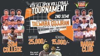 BABAK vs SSM CLG || 2ND SEMI VOLLEYBALL MATCH LIVE || TALWARA GUJJRAN @FineSportsLive