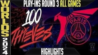 100 vs PSG Highlights ALL GAMES | Worlds 2024 Play Ins Round 3 | 100 Thieves vs PSG Talon