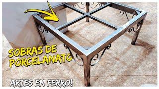 ESSA MODA VAI PEGAR! E NIGUÉM VAI JOGAR FORA UMA SOBRA DE PORCELANATO; MESA DE CENTRO EM METALON.