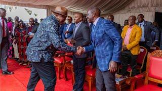 HANDSHAKE!! President Ruto & Former President Uhuru embrace each in Embu during a Church event!!