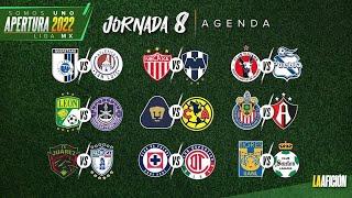 Fechas y horarios de la jornada 8 del Apertura 2022 de la Liga MX