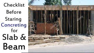 Checklist for Beam and Slab before Starting Concreting - Beam and Slab Construction