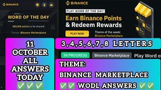 Wodl 11 October | Theme Binance Marketplace | Binance word of the day | Crypto WODL | Wodl Binance