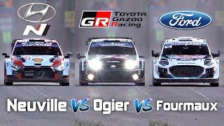 Neuville vs Ogier vs Fourmaux COMPARISON @ 2024 WRC Rallye Monte-Carlo | Hyundai vs Toyota vs Ford