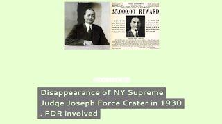 The Disappearance of NY State Supreme Court Judge Joseph  Crater 1930 . #truecrime , #documentary