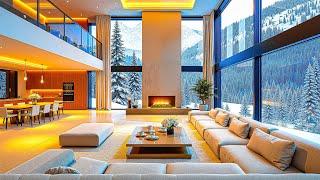 Winter Jazz Symphony In A Cozy Living Room - Soft Jazz Background Music & Crackling Fireplace Sounds