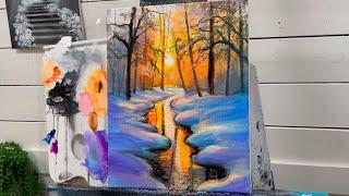 How To Paint WINTER RIVER DREAMS ~ Acrylic Painting Tutorial