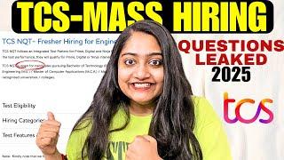 HurryupTCS Mass Hiring Announced 2025Huge Opportunity for Freshers