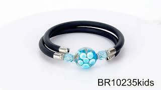 Murano glass crushed pearl bracelet with flower decoration. hand made. made in Italy. br10235kids