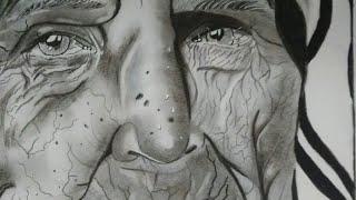 realistic old lady face drawing  ( art by Rabiya )