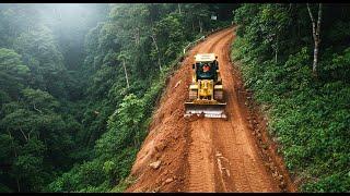 Awesome! Best Project Filling On New Road By Damp Trucks Trago & Expert Bulldozer Komatsu D41P