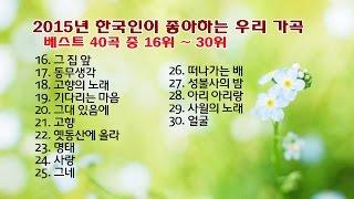 2015년 한국인이 좋아하는 우리 가곡 베스트 40곡 중 16위 ~ 30위