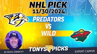 Nashville Predators vs Minnesota Wild 11/30/24 NHL Spread Prediction