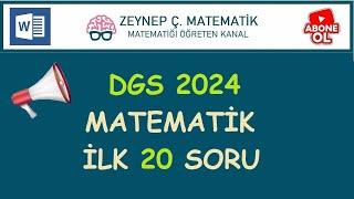 DGS 2024 HAZIRLIK - MATEMATİK İLK 20 SORU