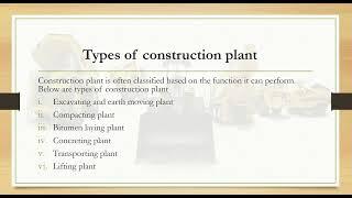 Introduction to Construction Plant and Equipment