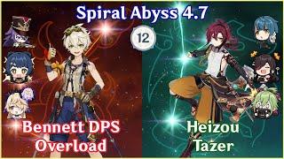 NEW SPIRAL ABYSS 4.7 - Bennett DPS Overload x Heizou Tazer | 4* Challenge Full Star Clear!