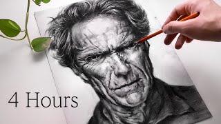 [ASMR] Drawing Clint Eastwood with Charcoal, tingling sounds (no talking)