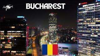 4K Bucharest Romania | City of Nightlights: Bucharest's Skyscraper Tapestry After Dark | Drone video