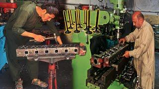 Rebuilding Heavy Vehicle Loader 6 Cylinder Diesel Engine Head In Workshop  || Complete Repairing.