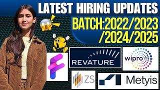 REVATURE, WIPRO, ZS, METYIS & Fyntl-AI | LATEST HIRING UPDATES | ANY GRADUATE CAN APPLY