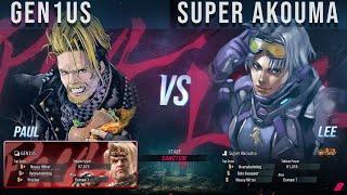 Tekken 8 ▰ GEN1US (PAUL) VS SUPER AKOUMA (LEE) | High Level Gameplay