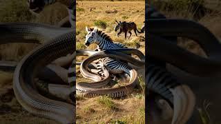 The battle between python and zebra  #youtubeshorts #snake #pythonsnake #RareAnimals  #wildlife