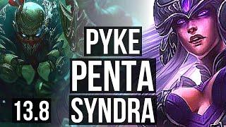 PYKE vs SYNDRA (MID) | Penta, 13/1/11, 1700+ games, Legendary, 1.1M mastery | KR Grandmaster | 13.8