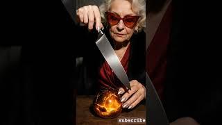 ASMR Granny Slices Obsidian Sphere #asmr #obsidian #asmrsounds #asmrvideo #relaxing #shortsfeed